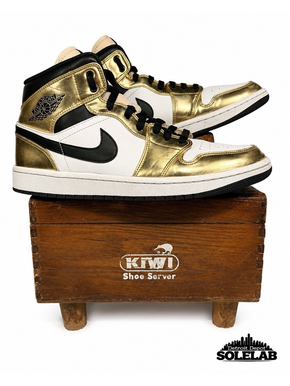 Nike Air Jordan 1 Mid Metallic Gold Black White DC1419-700 Men’s Size 10.5 Shoes